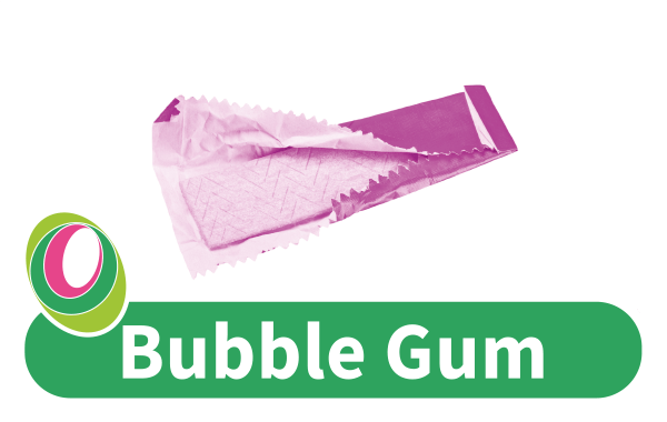 Bubble Gum Abbildung eines Kaugummi mit entsprechender Beschriftung.