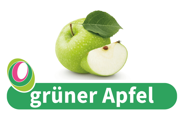 grüner Apfel Abbildung eines grünen Apfels mit entsprechender Beschriftung.