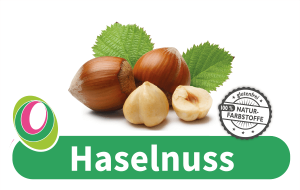Haselnuss Abbildung von Haselnüssen mit entsprechender Beschriftung.
