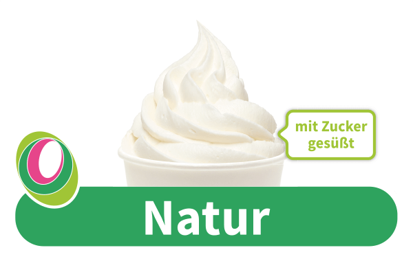 Natur mit Zucker gesüßt Abbildung des Frozen Yogurt Natur mit Zucker gesüßt mit entsprechender Beschriftung.
